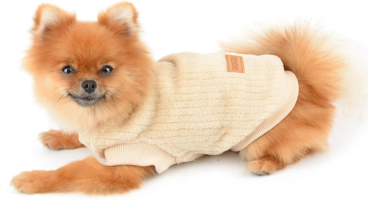 Ribbed Fleece Jumpers Pullover Sweatshirt for Small Dogs Cat