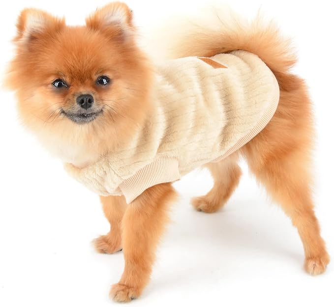 Ribbed Fleece Jumpers Pullover Sweatshirt for Small Dogs Cat