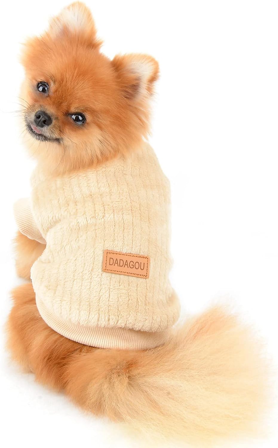 Ribbed Fleece Jumpers Pullover Sweatshirt for Small Dogs Cat