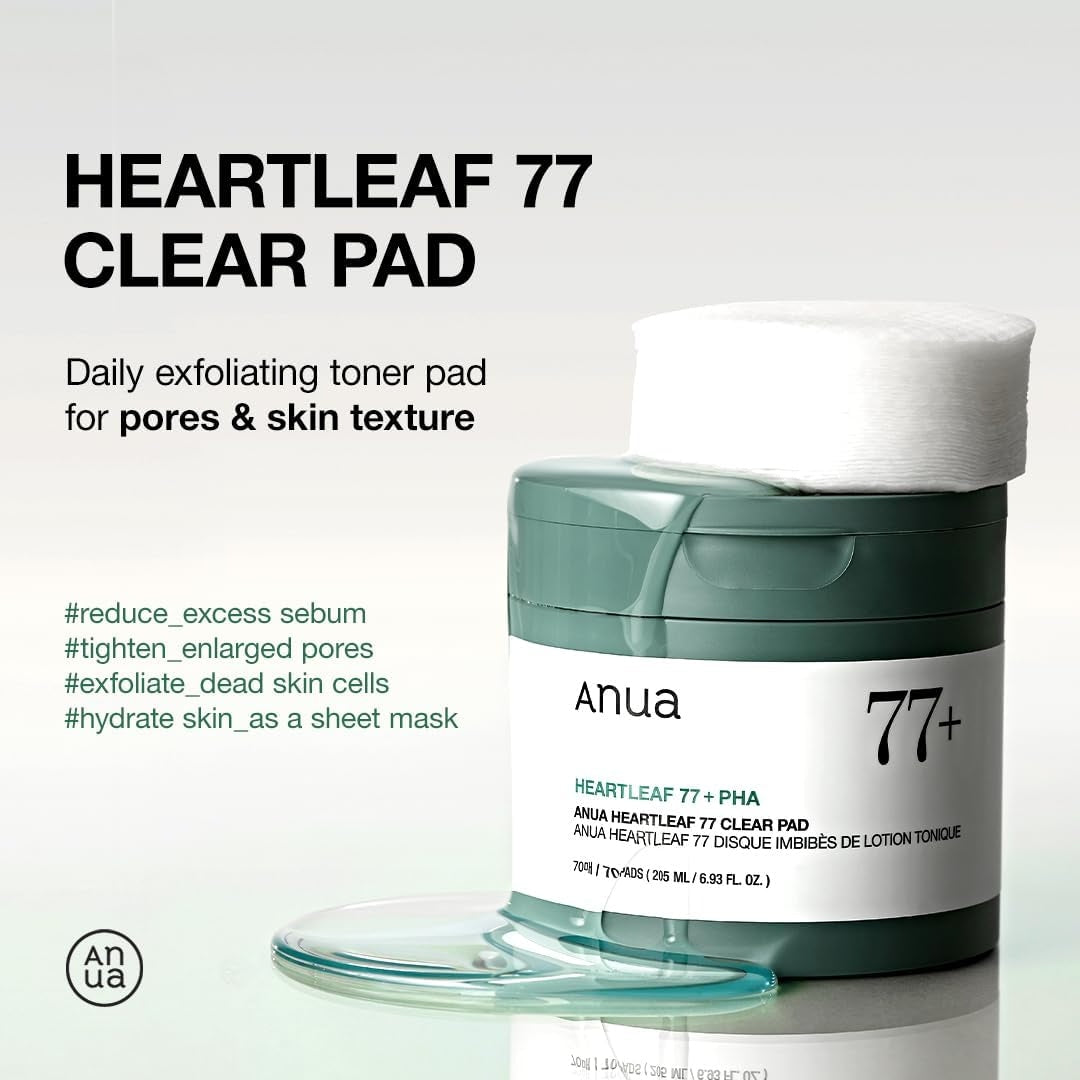 ANUA Heartleaf 77 Toner Pad, Mild Exfoliating Facial Pads for Glass Skin - 70 Pads