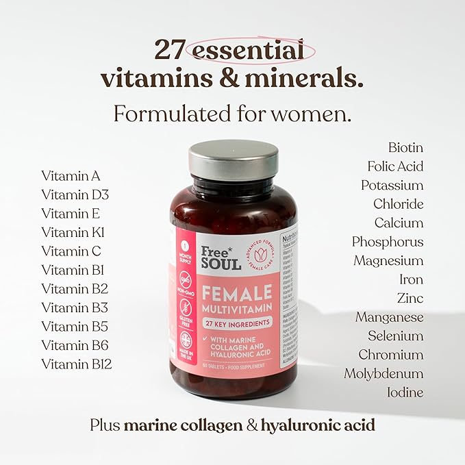 Women's Multivitamins & Minerals with Marine Collagen & Hyaluronic Acid 60 Tablets