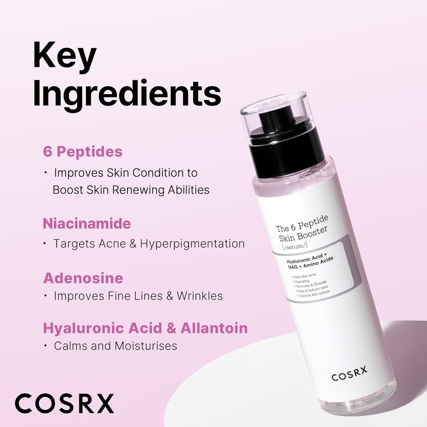 COSRX 6 Peptide Collagen Serum Face Toner with Niacinamide & Hyaluronic Acid, Hydrating & Firming Korean Essence, Anti-Wrinkle & Pore-Tightening Serum For Plump & Even Skin Tone, Korean Skincare 150ml
