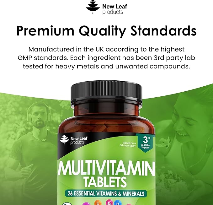 Multivitamin & Minerals 26 Essential Active Vegan High Strength Multivitamin 90 Tablets for Women & Men