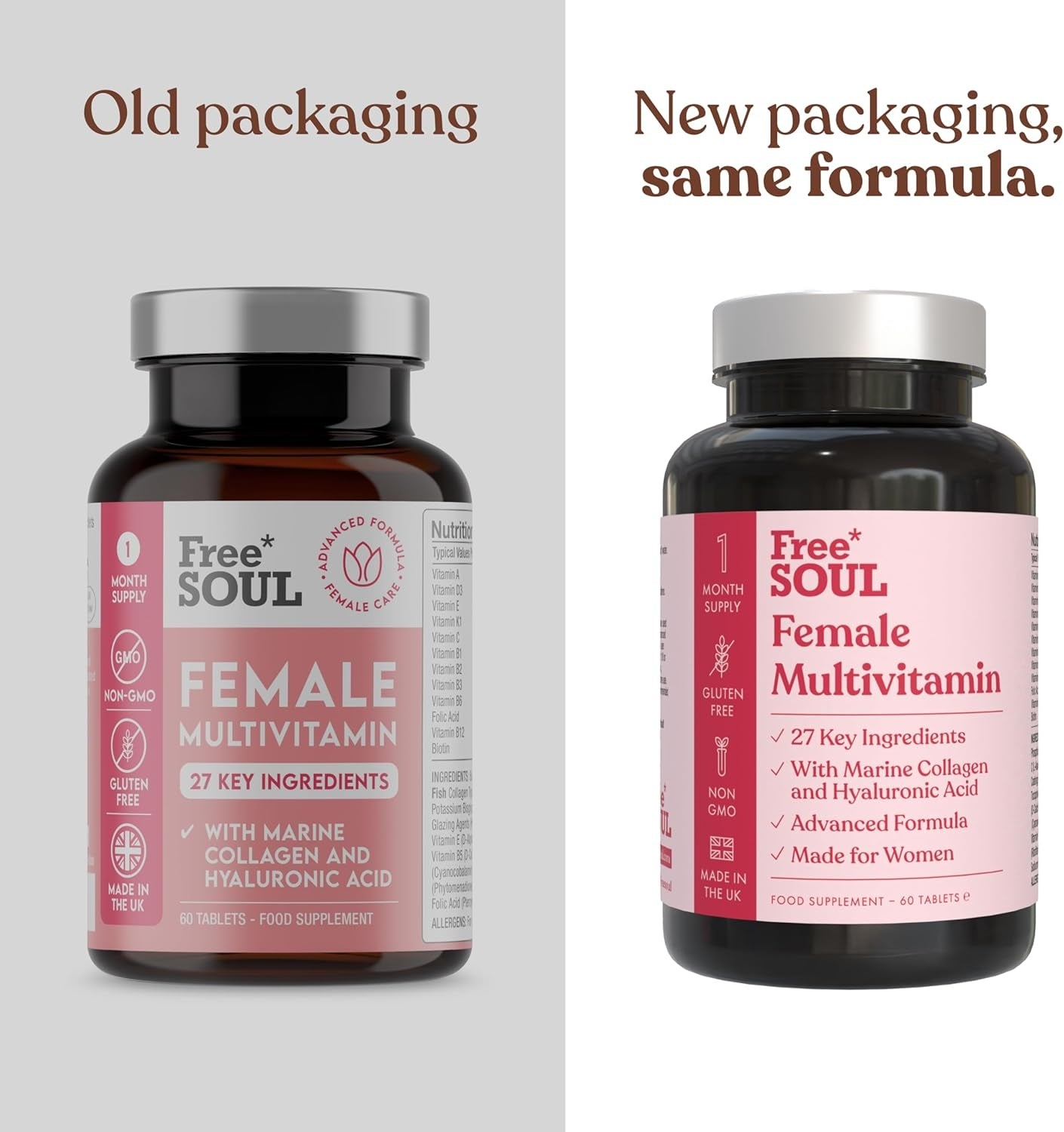 Women's Multivitamins & Minerals with Marine Collagen & Hyaluronic Acid | 60 Tablets