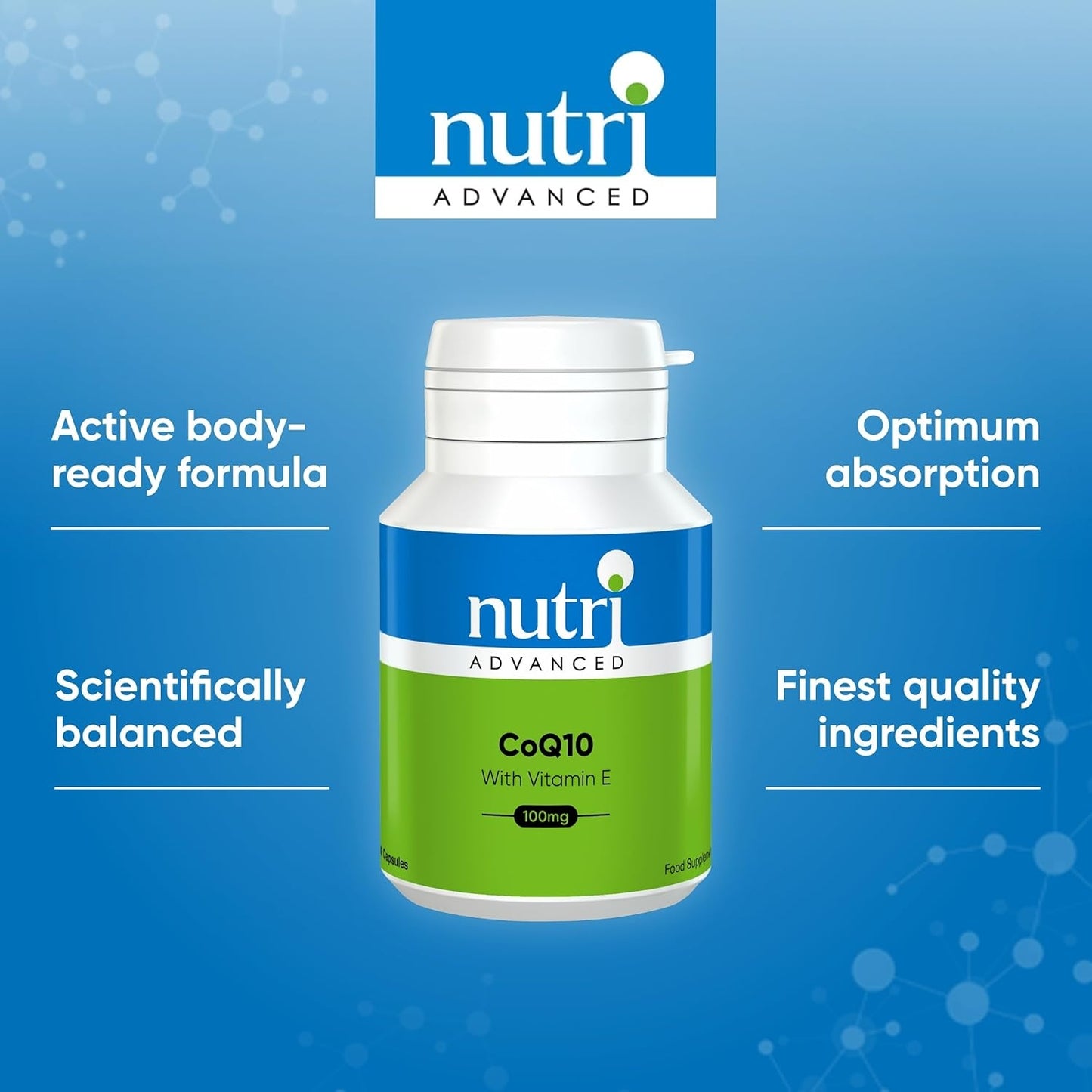 Antioxidants,  collagen , Supplements, Nutri Advanced CoQ10 100mg - Coenzyme Q10 & Vitamin E - 30 Capsules, buy online in UK