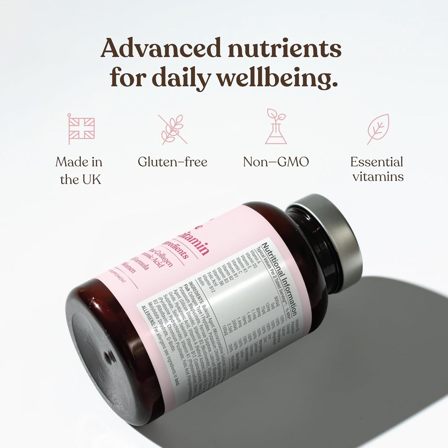 Women's Multivitamins & Minerals with Marine Collagen & Hyaluronic Acid | 60 Tablets