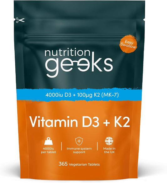 Nutrition Geeks Vitamin D3 + K2 Tablets