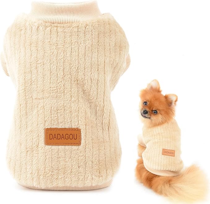 Ribbed Fleece Jumpers Pullover Sweatshirt for Small Dogs Cat