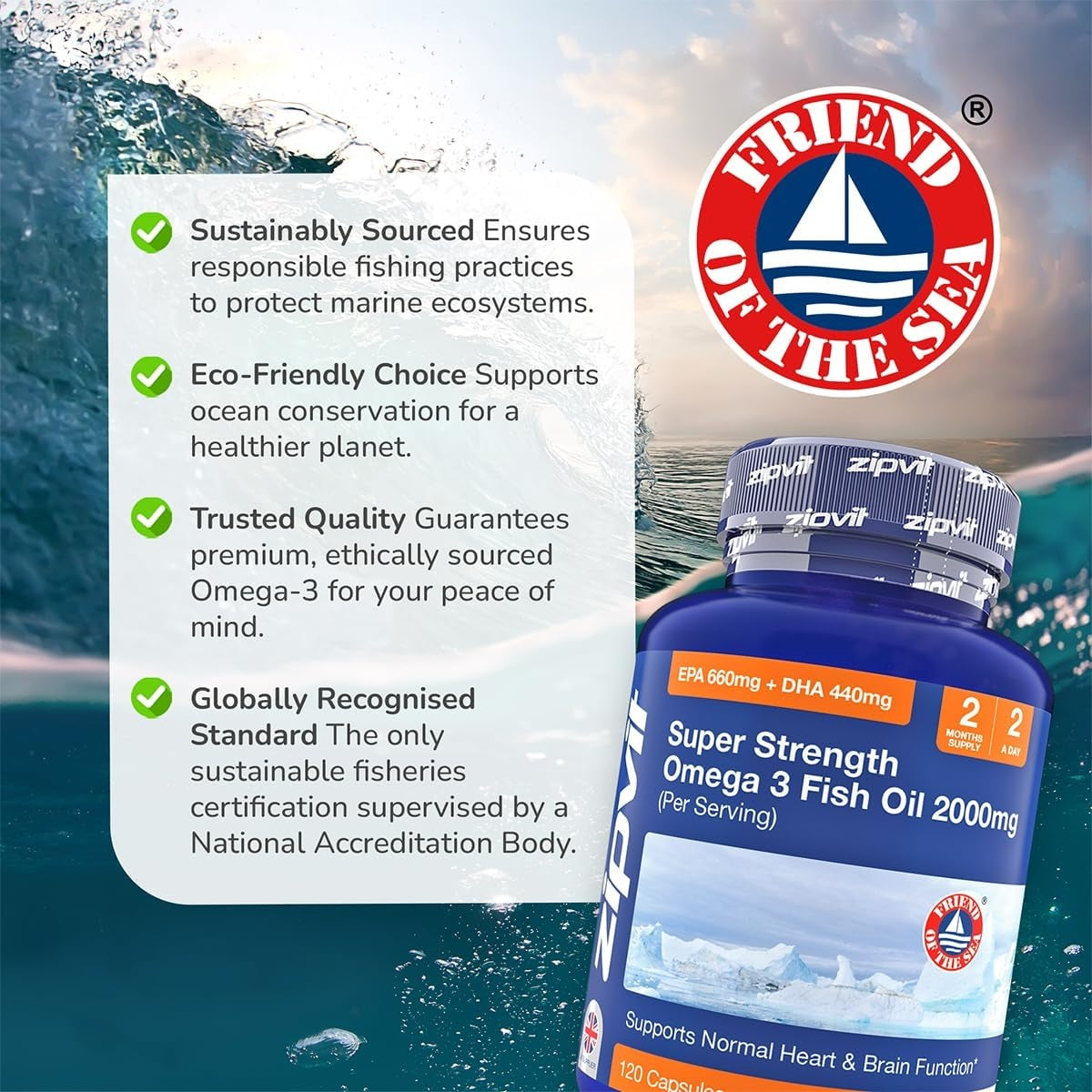 Omega 3, cod liver oil, fatty acids, fish oil, heart & brain function, 2000mg, zipvit, order online in UK