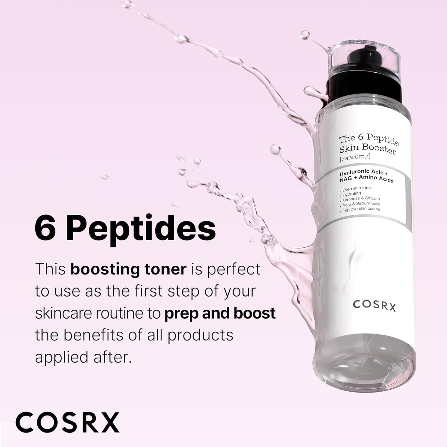 COSRX 6 Peptide Collagen Serum Face Toner with Niacinamide & Hyaluronic Acid, Hydrating & Firming Korean Essence, Anti-Wrinkle & Pore-Tightening Serum For Plump & Even Skin Tone, Korean Skincare 150ml
