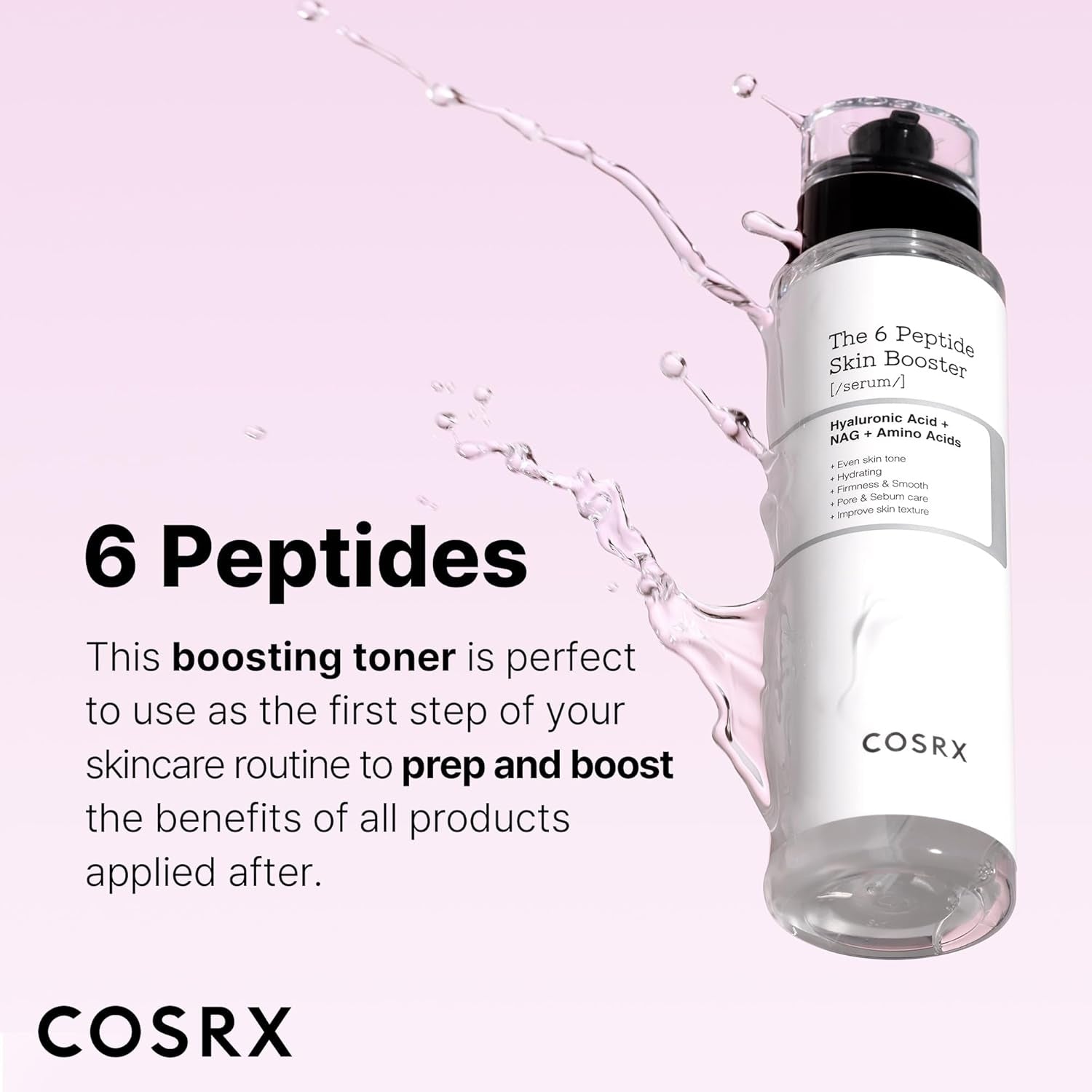COSRX 6 Peptide Collagen Serum Face Toner with Niacinamide & Hyaluronic Acid, Hydrating & Firming Korean Essence, Anti-Wrinkle & Pore-Tightening Serum For Plump & Even Skin Tone, Korean Skincare 150ml
