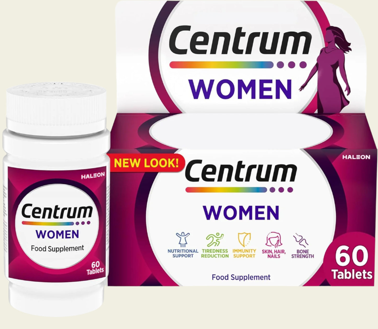 Centrum Women Tablets Multivitamin & Mineral Supplements, with 23 essential nutrients including vitamin D, C, and Iron, 60 count, Buy best Vitamins, Minerals & Supplements online in UK at luxsupp.com, Multivitamin Tablets for men & women, omega, Biotin and Iron, vitamin D, vitamin C, vitamin B, Gluten Free, lactose Free, wheat Free, nut Free
