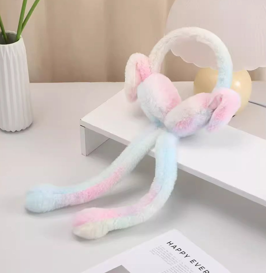 Cute Plush Airbag Movable Rabbit Earmuffs