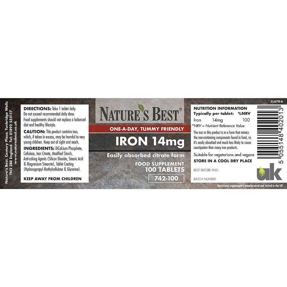 Iron 14mg as Citrate 100 Tablets