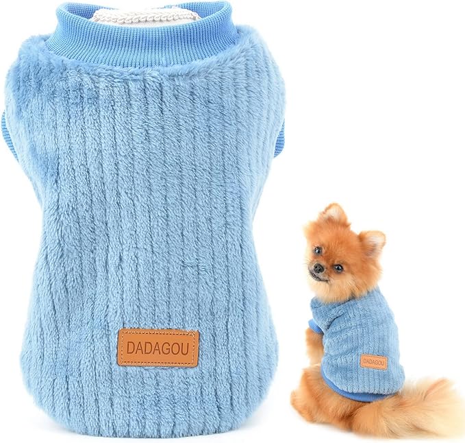 Ribbed Fleece Jumpers Pullover Sweatshirt for Small Dogs Cat