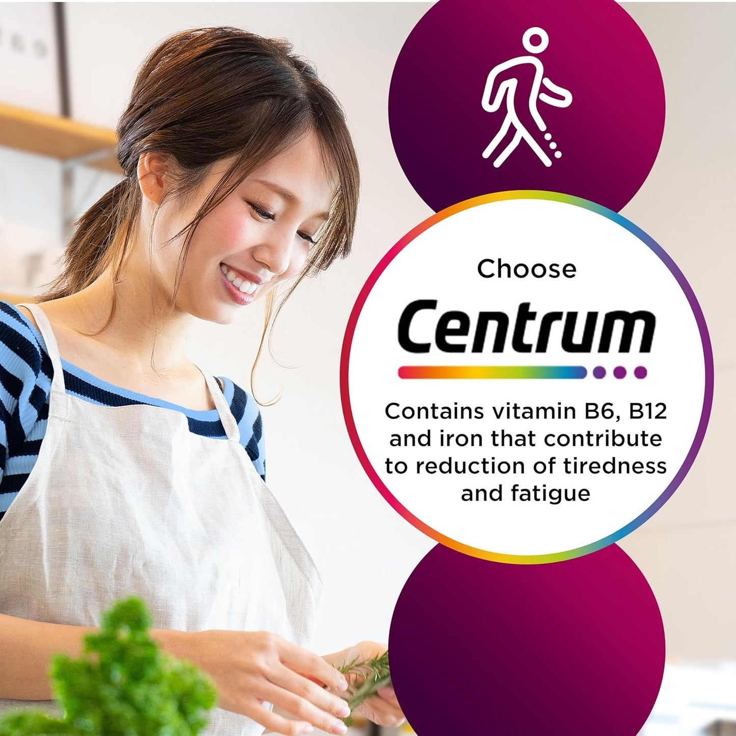 Centrum Women Tablets Multivitamin & Mineral Supplements, with 23 essential nutrients including vitamin D, C, and Iron, 60 count, Buy best Vitamins, Minerals & Supplements online in UK at luxsupp.com, Multivitamin Tablets for men & women, omega, Biotin and Iron, vitamin D, vitamin C, vitamin B, Gluten Free, lactose Free, wheat Free, nut Free
