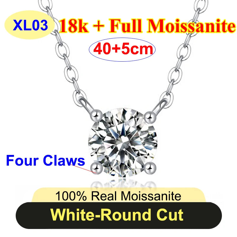 PureNew 1-5ct Classic Full Moissanite Necklace For Women S925 Silver Plated 18k Gold D Color VVS1 Women's Moissanite Chain Gift