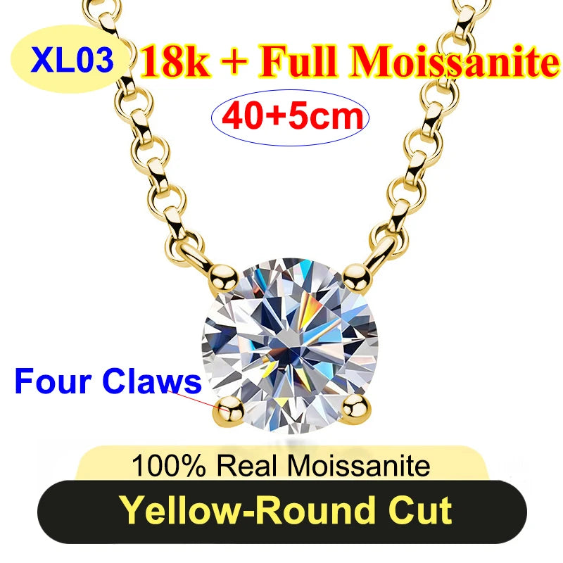 PureNew 1-5ct Classic Full Moissanite Necklace For Women S925 Silver Plated 18k Gold D Color VVS1 Women's Moissanite Chain Gift