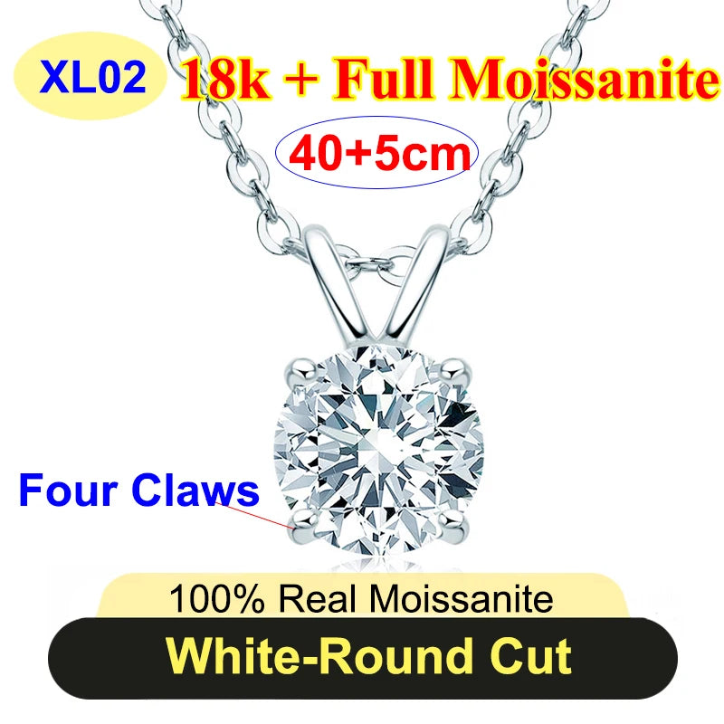 PureNew 1-5ct Classic Full Moissanite Necklace For Women S925 Silver Plated 18k Gold D Color VVS1 Women's Moissanite Chain Gift