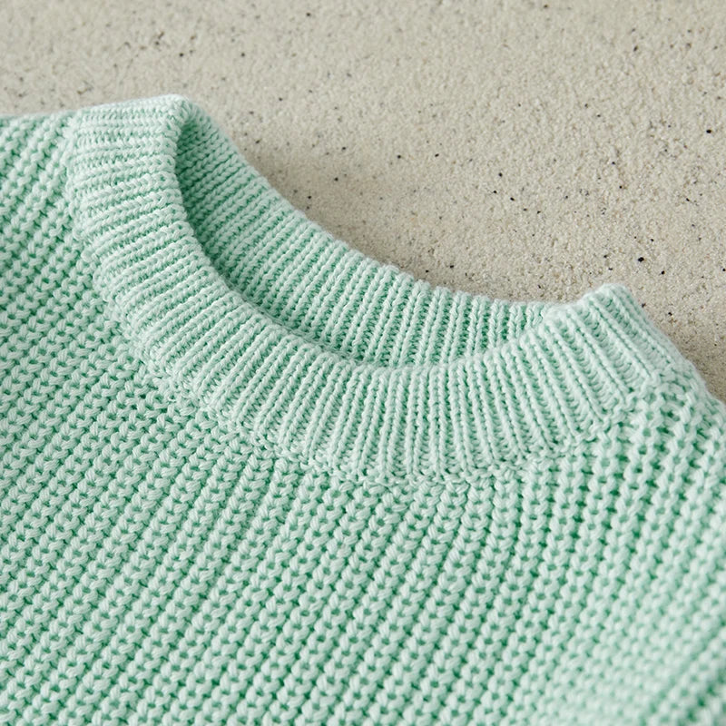 Suefunskry Newborn Baby Girl Boy Knitted Long Sleeve Autumn Winter Sweater Solid Loose Pullover Casual Tops Kids Clothes 0-5Y