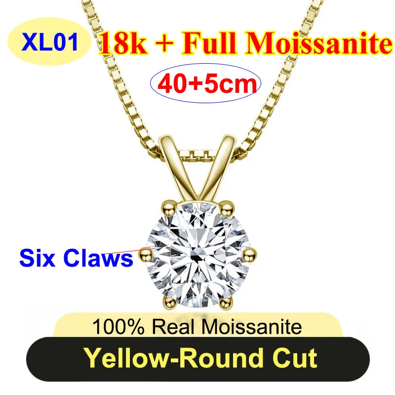 PureNew 1-5ct Classic Full Moissanite Necklace For Women S925 Silver Plated 18k Gold D Color VVS1 Women's Moissanite Chain Gift