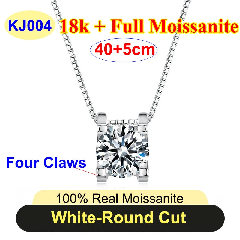 PureNew 1-5ct Classic Full Moissanite Necklace For Women S925 Silver Plated 18k Gold D Color VVS1 Women's Moissanite Chain Gift