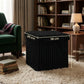 Velvet Storage Ottoman Box with Lid – Foldable Ribbed Footstool Seat Hidden Storage Cube for Bedroom Living Room & Office