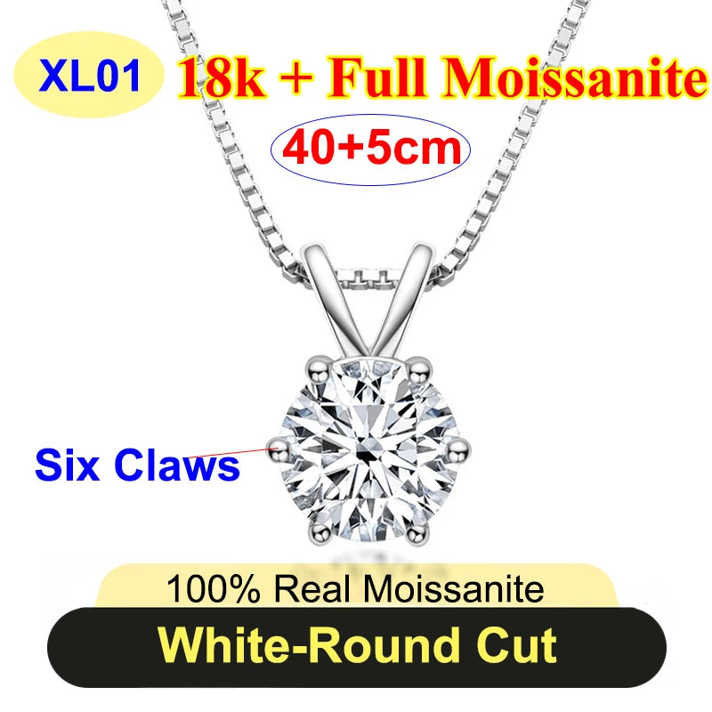 PureNew 1-5ct Classic Full Moissanite Necklace For Women S925 Silver Plated 18k Gold D Color VVS1 Women's Moissanite Chain Gift
