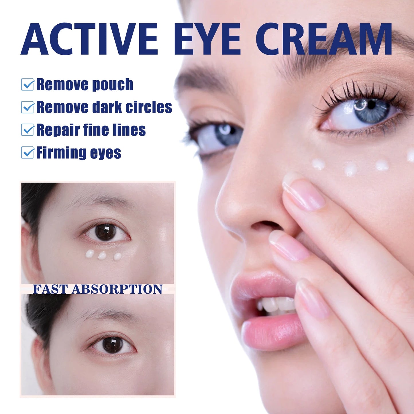 Jaysuing 30ml Hyaluronic Acid Anti Eye Bags Cream Lighten Fine Lines Anti Aging Remove Dark Circle Puffiness Firming Eye Cream