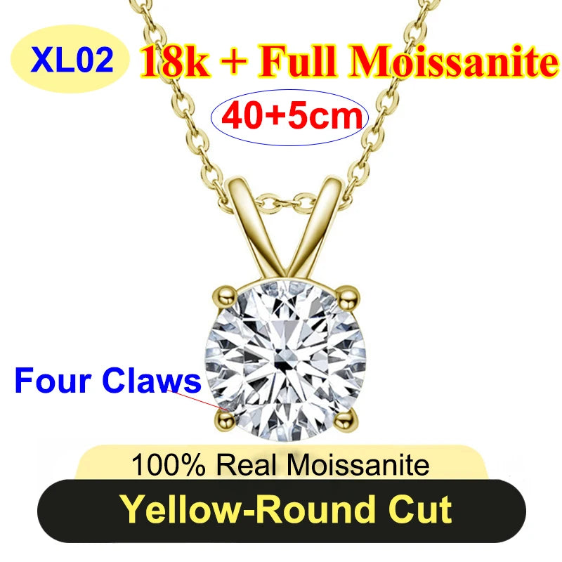 PureNew 1-5ct Classic Full Moissanite Necklace For Women S925 Silver Plated 18k Gold D Color VVS1 Women's Moissanite Chain Gift