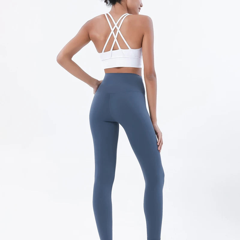 SOISOU Nylon Yoga Set Women's Tracksuit Gym Fitness Set Woman 2 Pieces Leggings Sports Bra Breathable Sportwear Woman Clothes