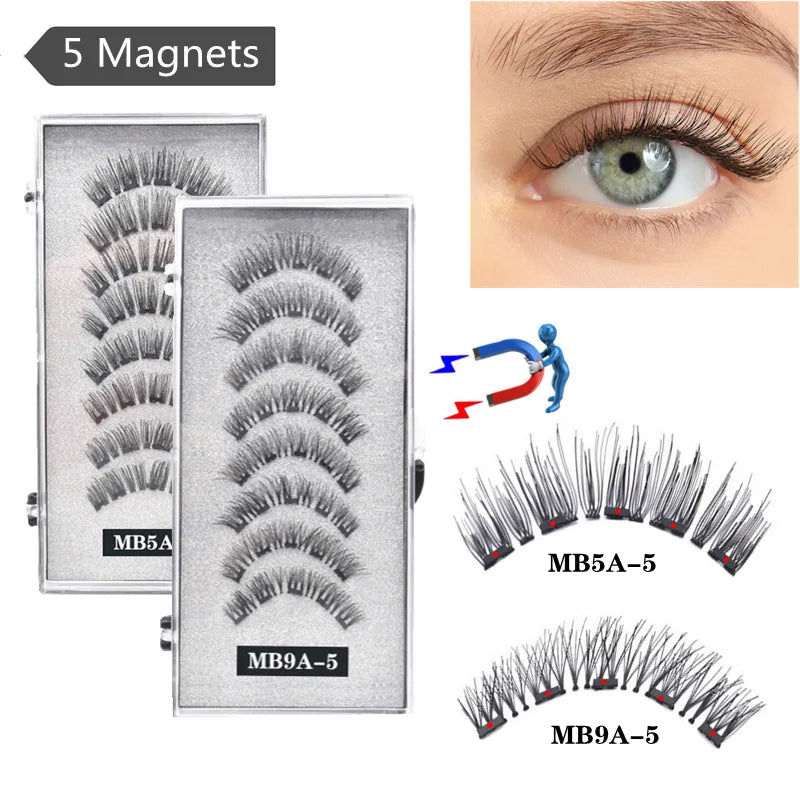 5 Magnetic Eyelashes Curler Set Long 3D Mink Magnetic Lashes Magnetique Natural Thick False Eyelashes with Magnetic Tweezers