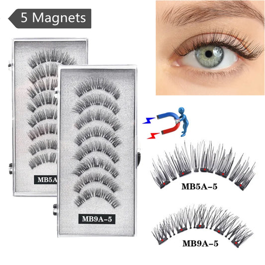 5 Magnetic Eyelashes Curler Set Long 3D Mink Magnetic Lashes Magnetique Natural Thick False Eyelashes with Magnetic Tweezers