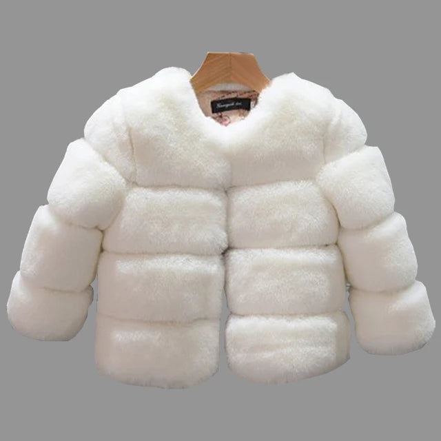 Girls Faux Fur Coat Winter Children Girls Long Sleeve Christmas Jacket Warm Kids Girls Coat Girls Outerwear Clothing