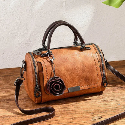 Yogodlns New flowers Pendant Handbag Women's fashion Boston bags single shoulder bag ladies crossbody bag PU messenger bag