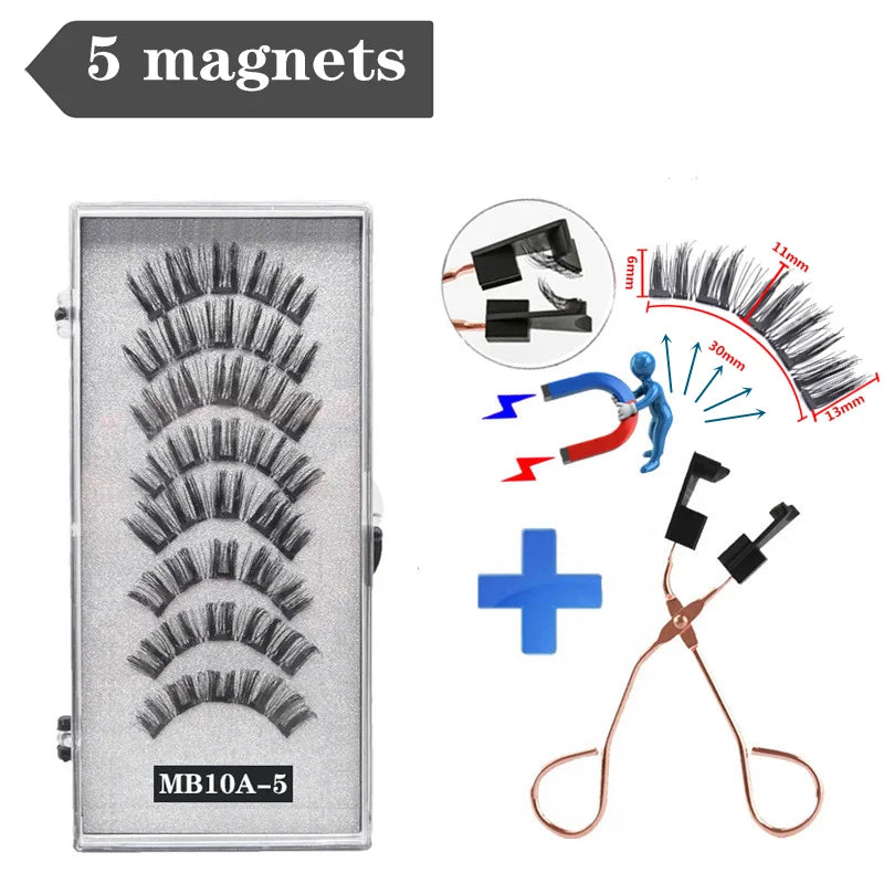 5 Magnetic Eyelashes Curler Set Long 3D Mink Magnetic Lashes Magnetique Natural Thick False Eyelashes with Magnetic Tweezers