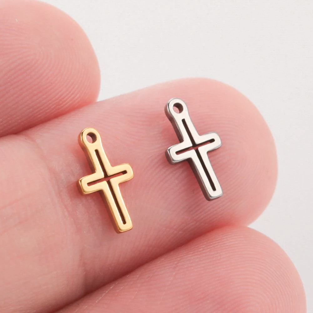 5pcs Stainless Steel Tree of Life Charms for Jewelry Making Moon Cross Butterfly Snake Pendant Tiny Charm Bracelet Earrings DIY