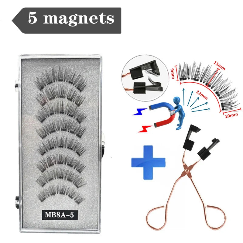 5 Magnetic Eyelashes Curler Set Long 3D Mink Magnetic Lashes Magnetique Natural Thick False Eyelashes with Magnetic Tweezers