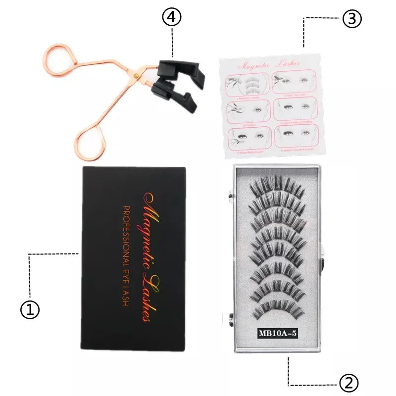 5 Magnetic Eyelashes Curler Set Long 3D Mink Magnetic Lashes Magnetique Natural Thick False Eyelashes with Magnetic Tweezers