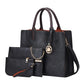 Ladies 3 in 1 Fashion Retro Pu Leather Tote Shoulder Bag Women's Lychee Printed Casual PU Leather 3 Pcs Set Messenger Handbags