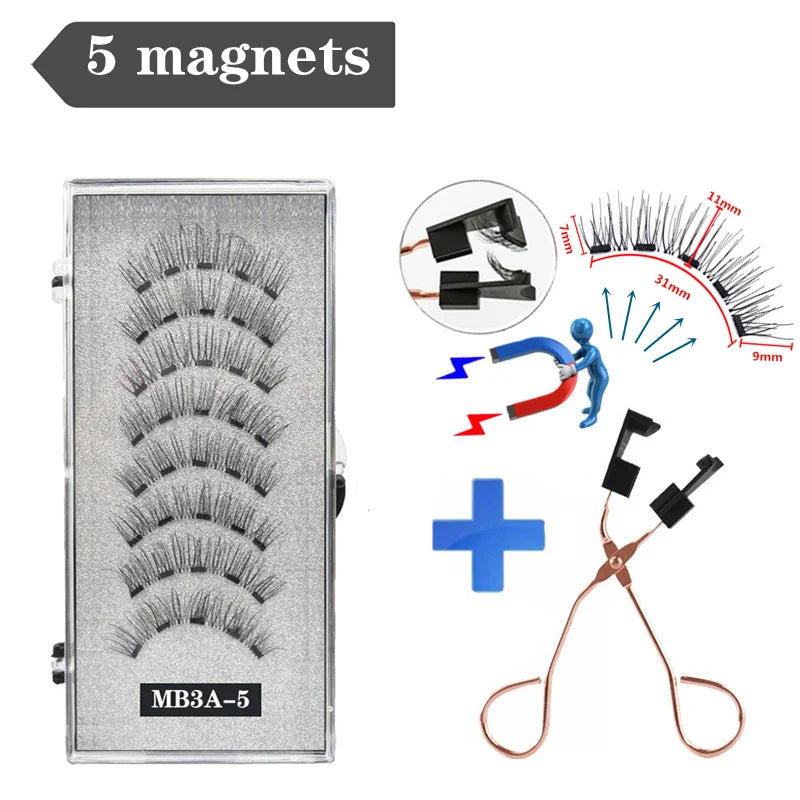 5 Magnetic Eyelashes Curler Set Long 3D Mink Magnetic Lashes Magnetique Natural Thick False Eyelashes with Magnetic Tweezers
