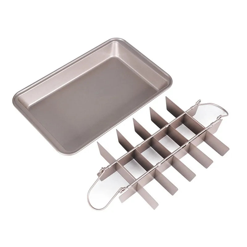 1pc Brownie Cake Pan With Dividers Stainless Steel Loaf Pan Non-Stick Square Lattice Muffin Baking Pan Blondie Bakeware