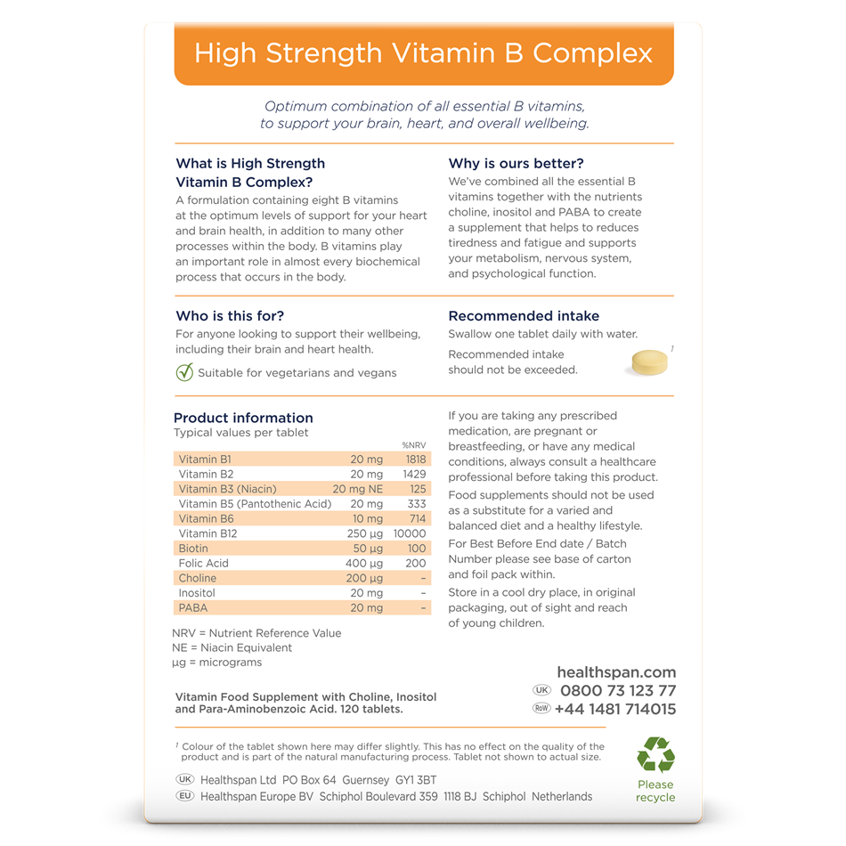 Healthspan High Strength Vitamin B Complex