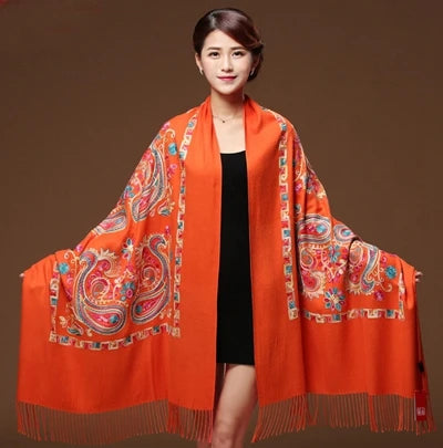 New Arrival Shawl Women Embroider Flower Scarf Pashmina Cashmere Scarf Winter Warm Fine Tassels Scarf Shawl Fashion Shawl Scarve