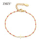 ZMZY Girls Boho Thin Chain Stainless Steel Bracelets For Women Gold Color Peach Pink Cross Charm Beautiful Gift
