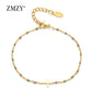 ZMZY Girls Boho Thin Chain Stainless Steel Bracelets For Women Gold Color Peach Pink Cross Charm Beautiful Gift