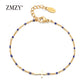ZMZY Girls Boho Thin Chain Stainless Steel Bracelets For Women Gold Color Peach Pink Cross Charm Beautiful Gift