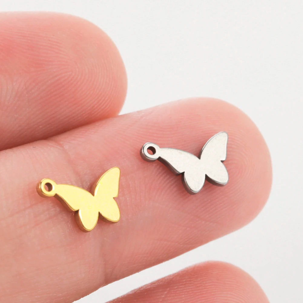 5pcs Stainless Steel Tree of Life Charms for Jewelry Making Moon Cross Butterfly Snake Pendant Tiny Charm Bracelet Earrings DIY