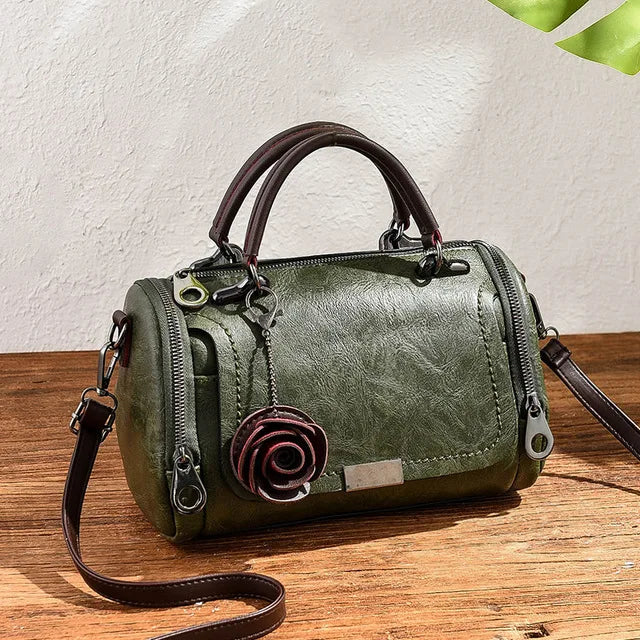 Yogodlns New flowers Pendant Handbag Women's fashion Boston bags single shoulder bag ladies crossbody bag PU messenger bag