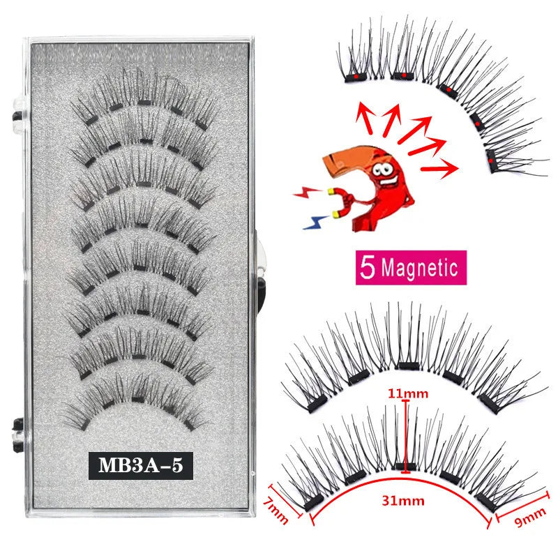 5 Magnetic Eyelashes Curler Set Long 3D Mink Magnetic Lashes Magnetique Natural Thick False Eyelashes with Magnetic Tweezers